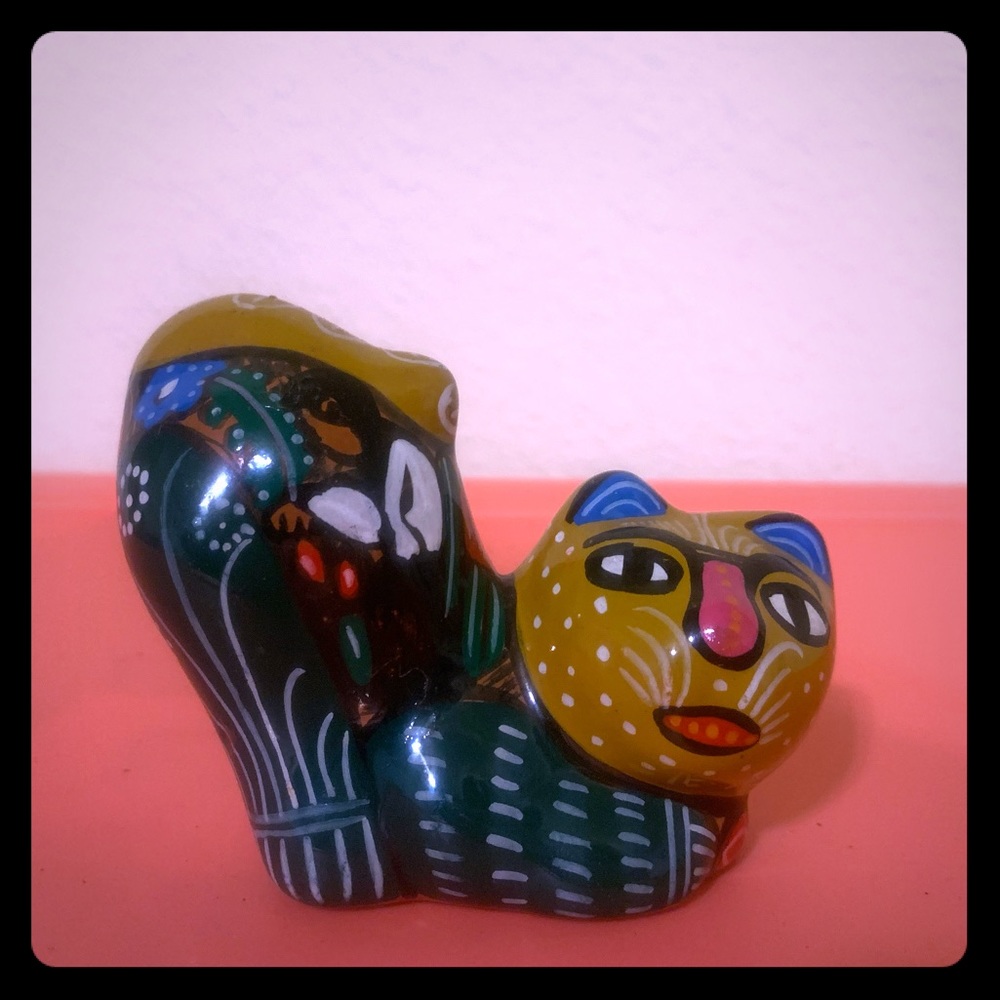 Art Pottery Abstract Cat Figurine